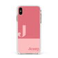 Contrast Personalised Pink Apple iPhone Xs Max Impact Case White Edge on Gold Phone