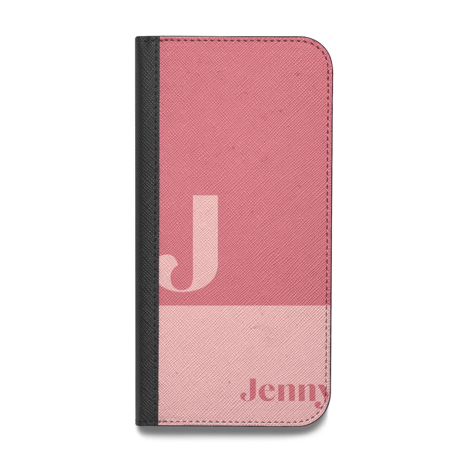 Contrast Personalised Pink Vegan Leather Flip Samsung Case