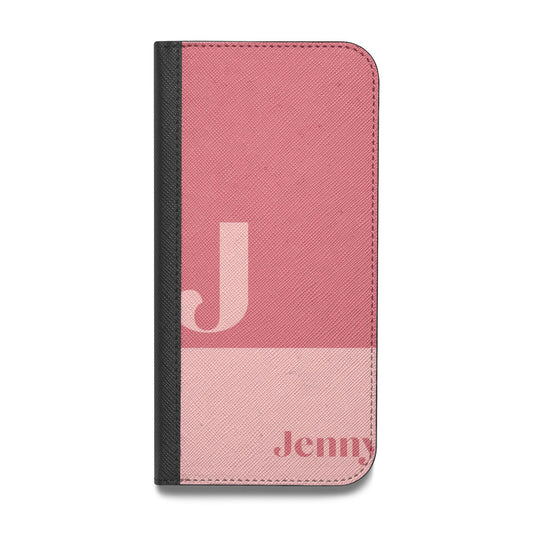 Contrast Personalised Pink Vegan Leather Flip Samsung Case