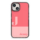 Contrast Personalised Pink iPhone 13 Black Impact Case on Silver phone