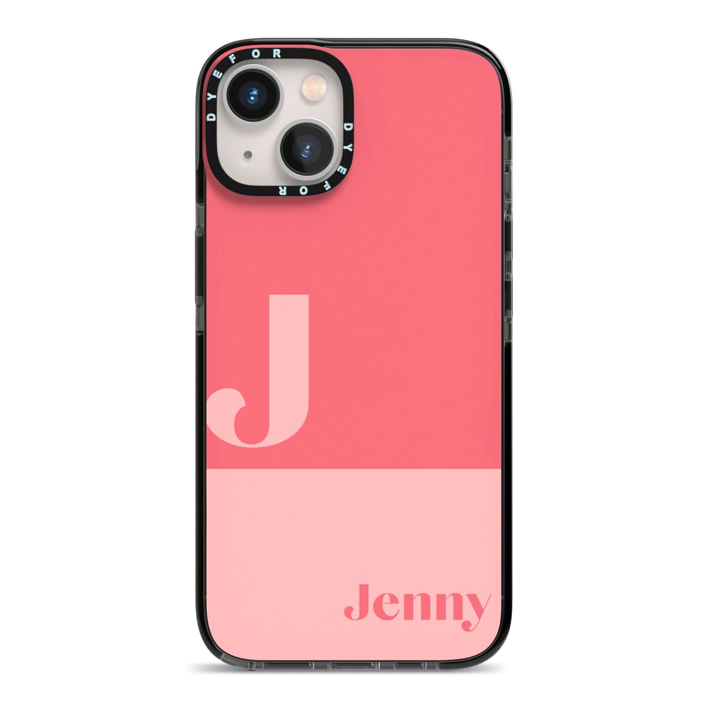 Contrast Personalised Pink iPhone 13 Black Impact Case on Silver phone