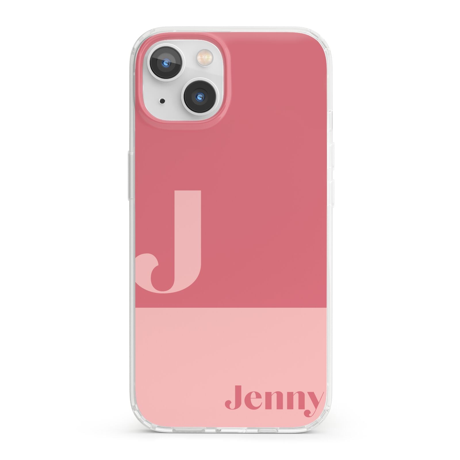 Contrast Personalised Pink iPhone 13 Clear Bumper Case