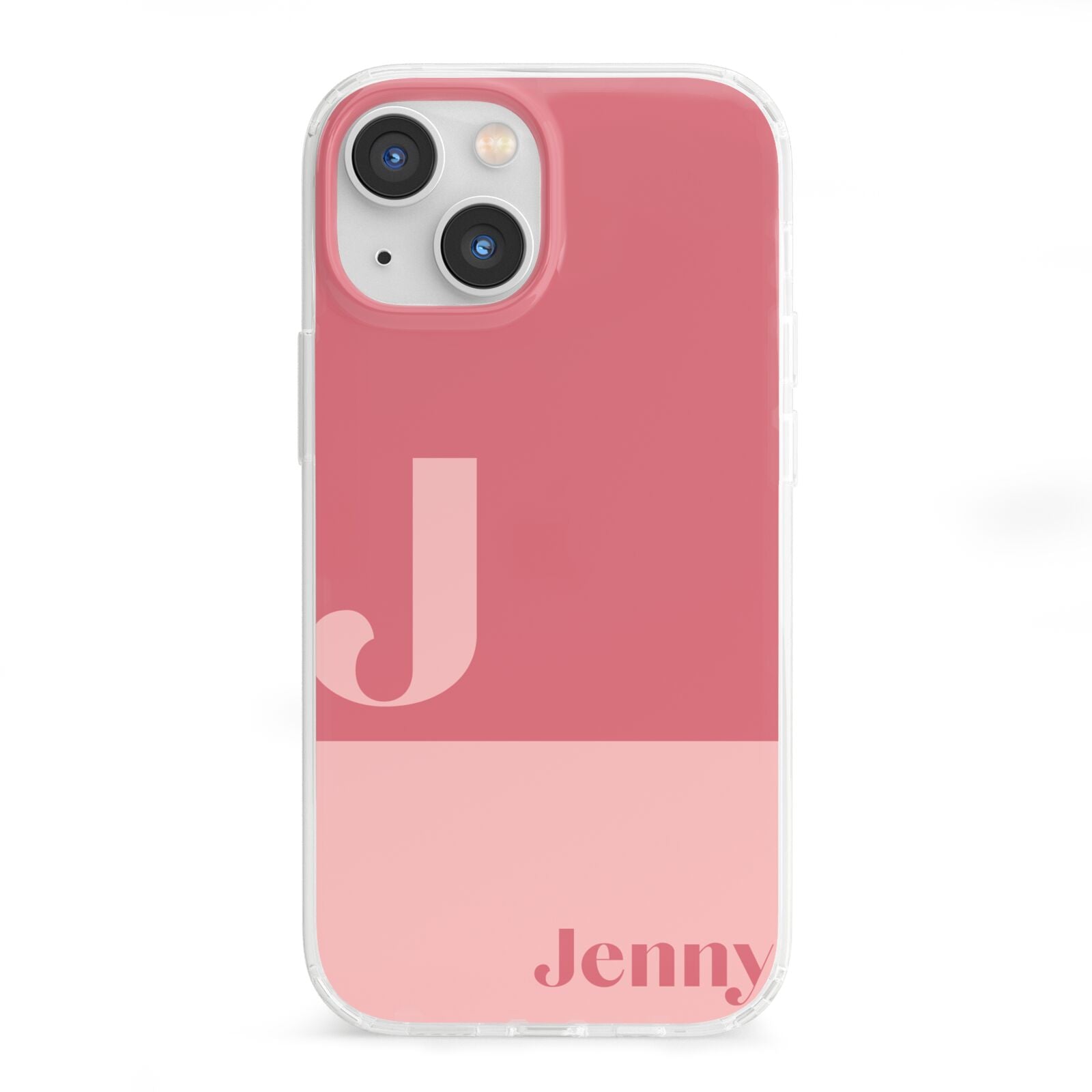 Contrast Personalised Pink iPhone 13 Mini Clear Bumper Case