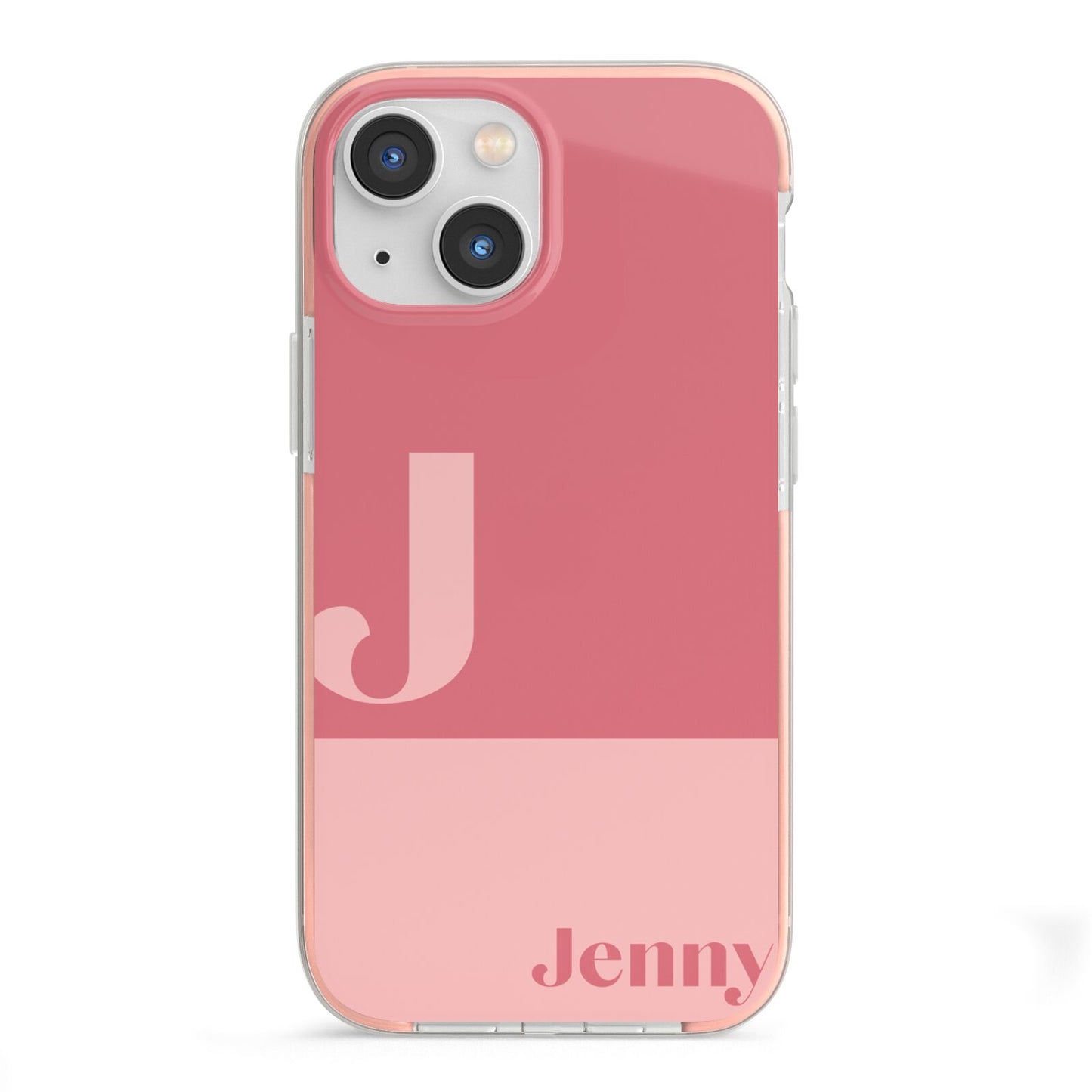 Contrast Personalised Pink iPhone 13 Mini TPU Impact Case with Pink Edges