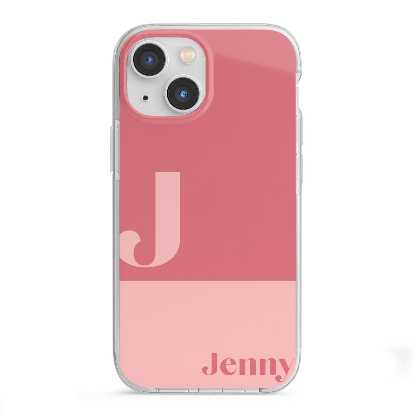 Contrast Personalised Pink iPhone 13 Mini TPU Impact Case with White Edges