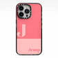 Contrast Personalised Pink iPhone 13 Pro Black Impact Case on Silver phone
