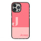 Contrast Personalised Pink iPhone 13 Pro Max Black Impact Case on Silver phone