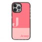 Contrast Personalised Pink iPhone 13 Pro Max Black Impact Case on Silver phone