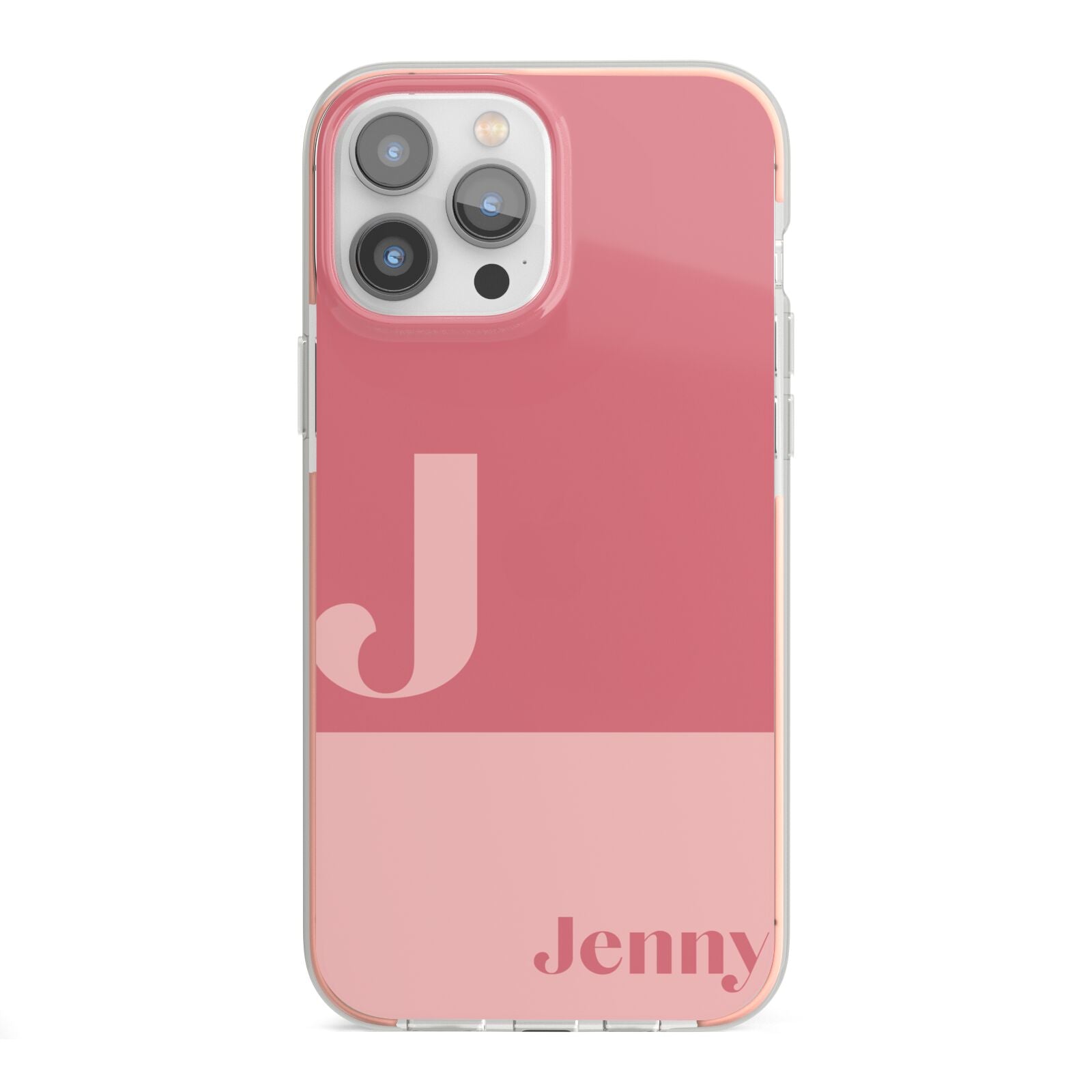 Contrast Personalised Pink iPhone 13 Pro Max TPU Impact Case with Pink Edges