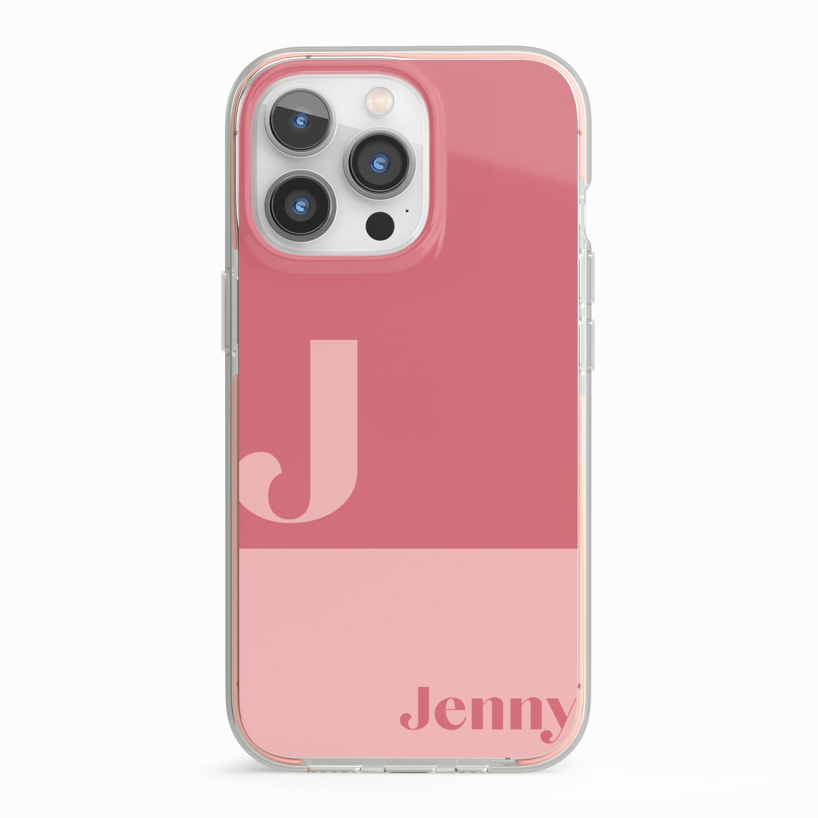 Contrast Personalised Pink iPhone 13 Pro TPU Impact Case with Pink Edges
