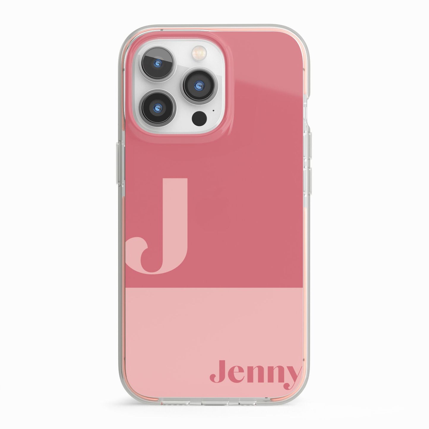 Contrast Personalised Pink iPhone 13 Pro TPU Impact Case with Pink Edges