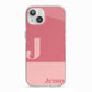 Contrast Personalised Pink iPhone 13 TPU Impact Case with White Edges