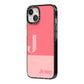 Contrast Personalised Pink iPhone 14 Black Impact Case Side Angle on Silver phone