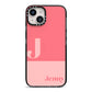 Contrast Personalised Pink iPhone 14 Black Impact Case on Silver phone