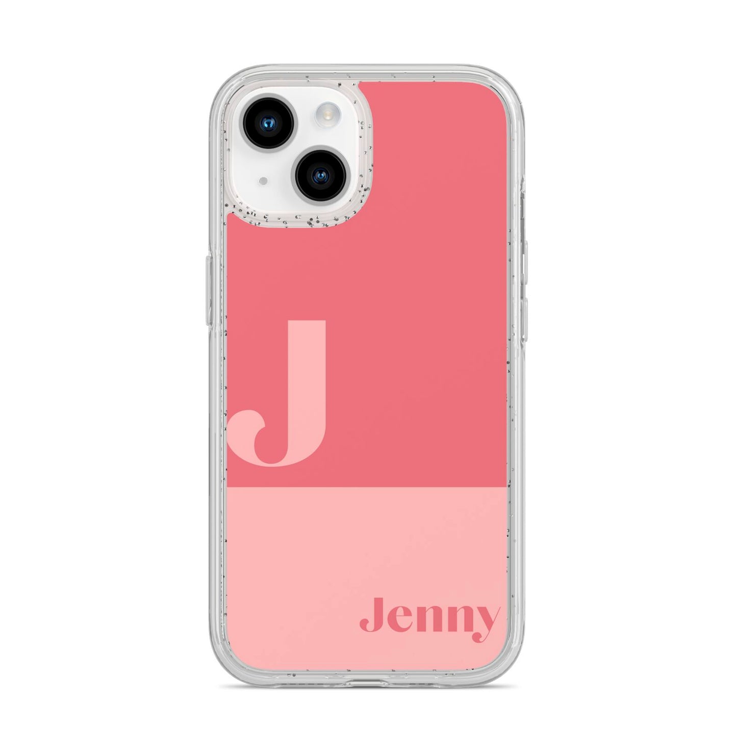 Contrast Personalised Pink iPhone 14 Glitter Tough Case Starlight