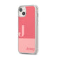 Contrast Personalised Pink iPhone 14 Plus Clear Tough Case Starlight Angled Image