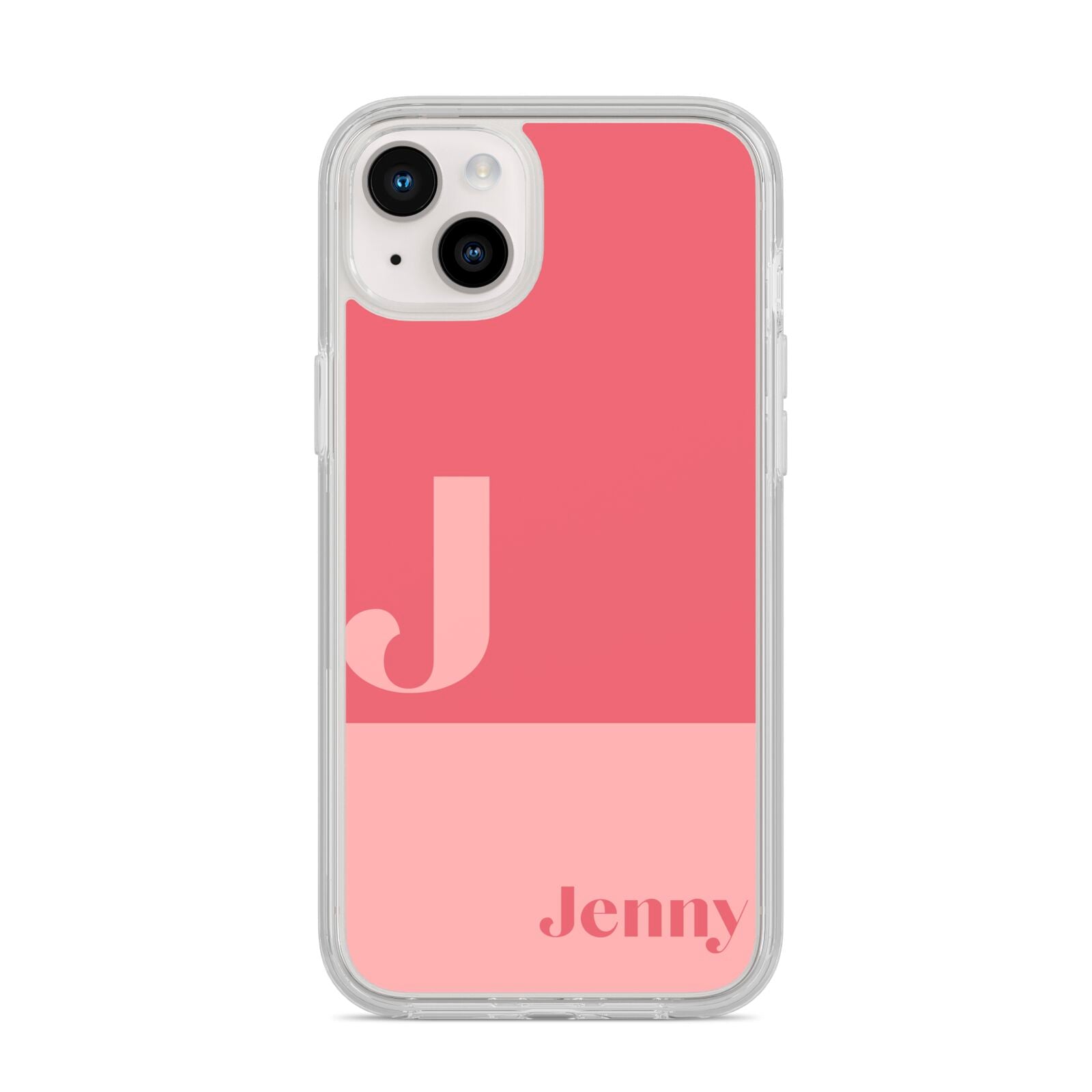 Contrast Personalised Pink iPhone 14 Plus Clear Tough Case Starlight