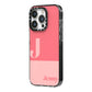 Contrast Personalised Pink iPhone 14 Pro Black Impact Case Side Angle on Silver phone