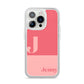 Contrast Personalised Pink iPhone 14 Pro Clear Tough Case Silver