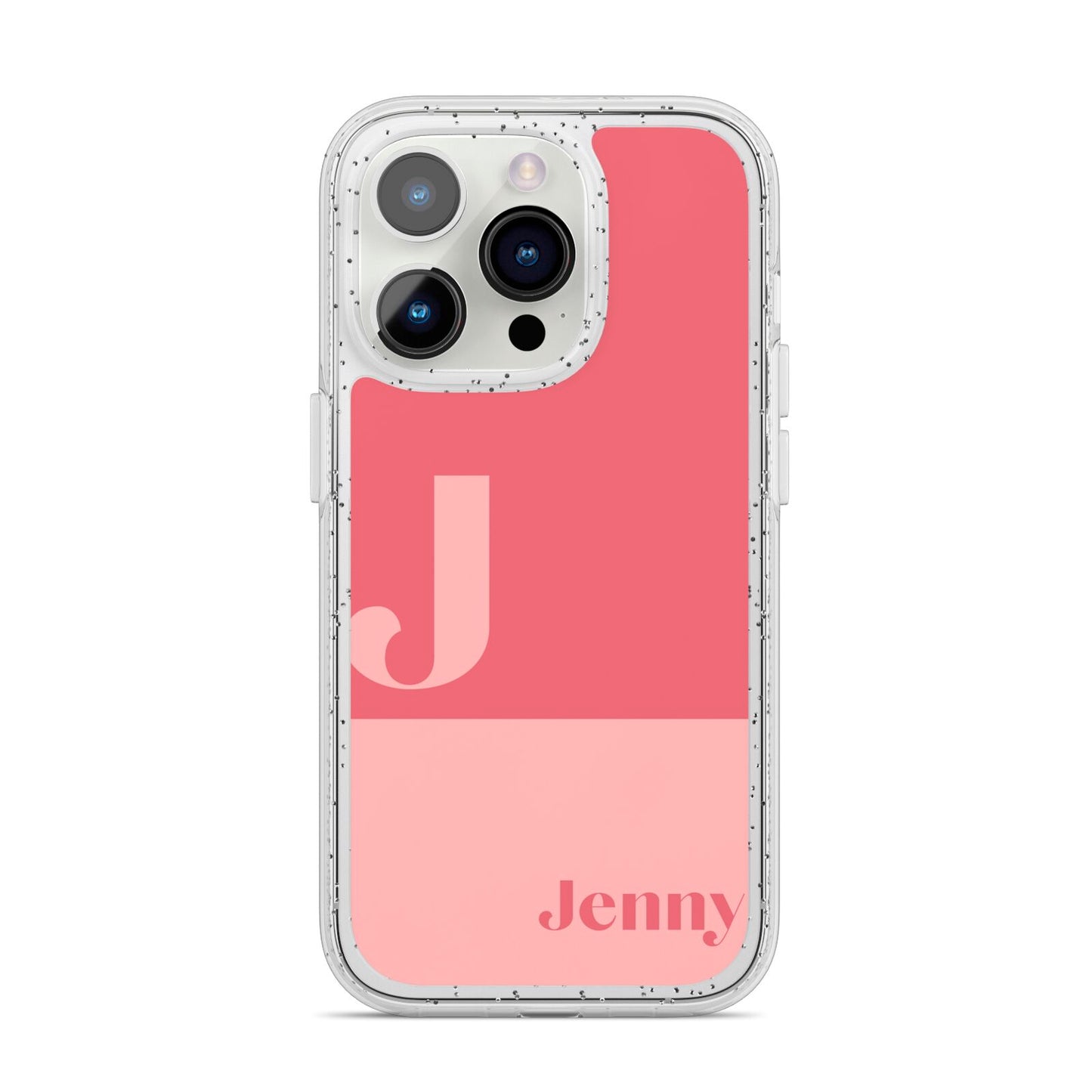 Contrast Personalised Pink iPhone 14 Pro Glitter Tough Case Silver