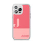 Contrast Personalised Pink iPhone 14 Pro Max Clear Tough Case Silver