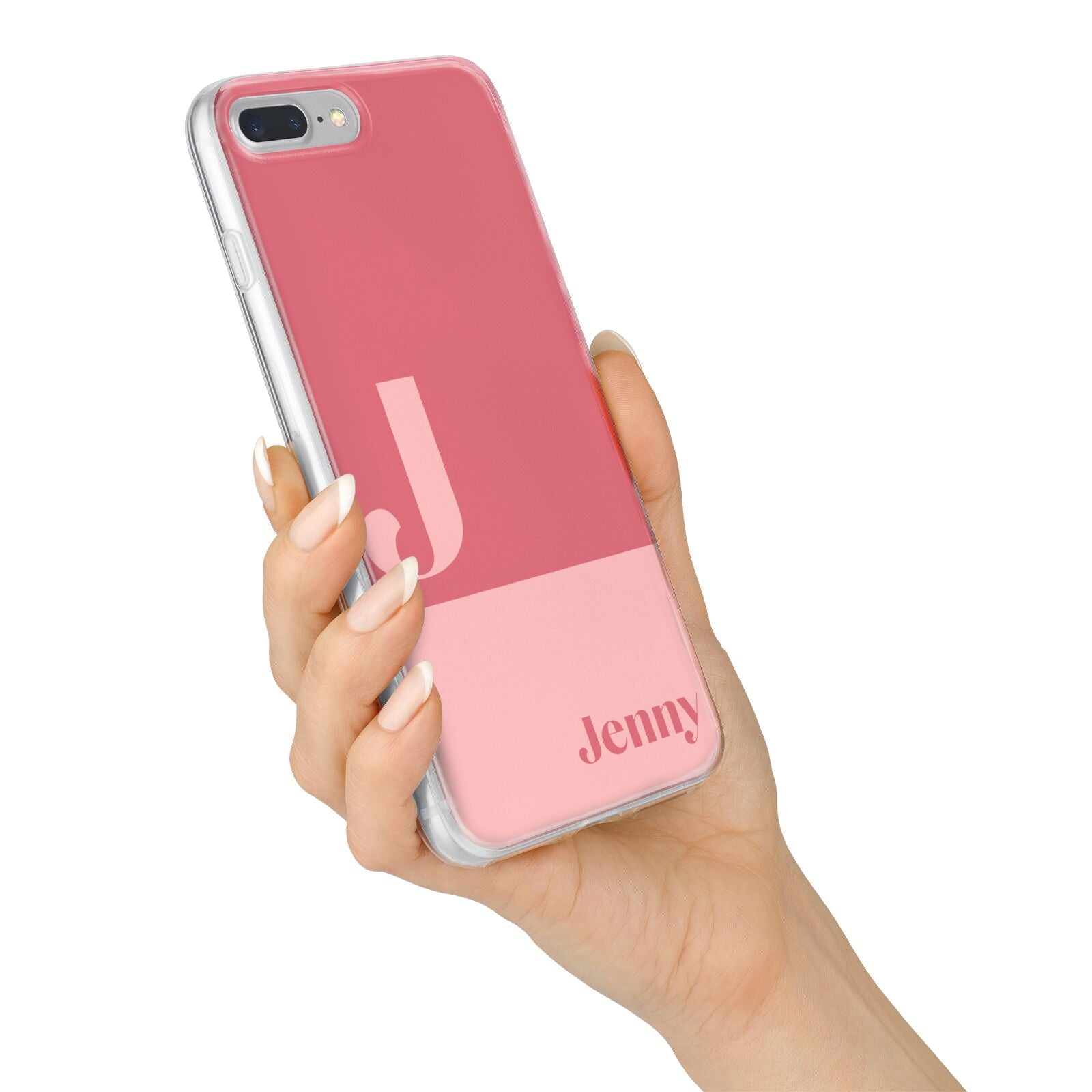 Contrast Personalised Pink iPhone 7 Plus Bumper Case on Silver iPhone Alternative Image