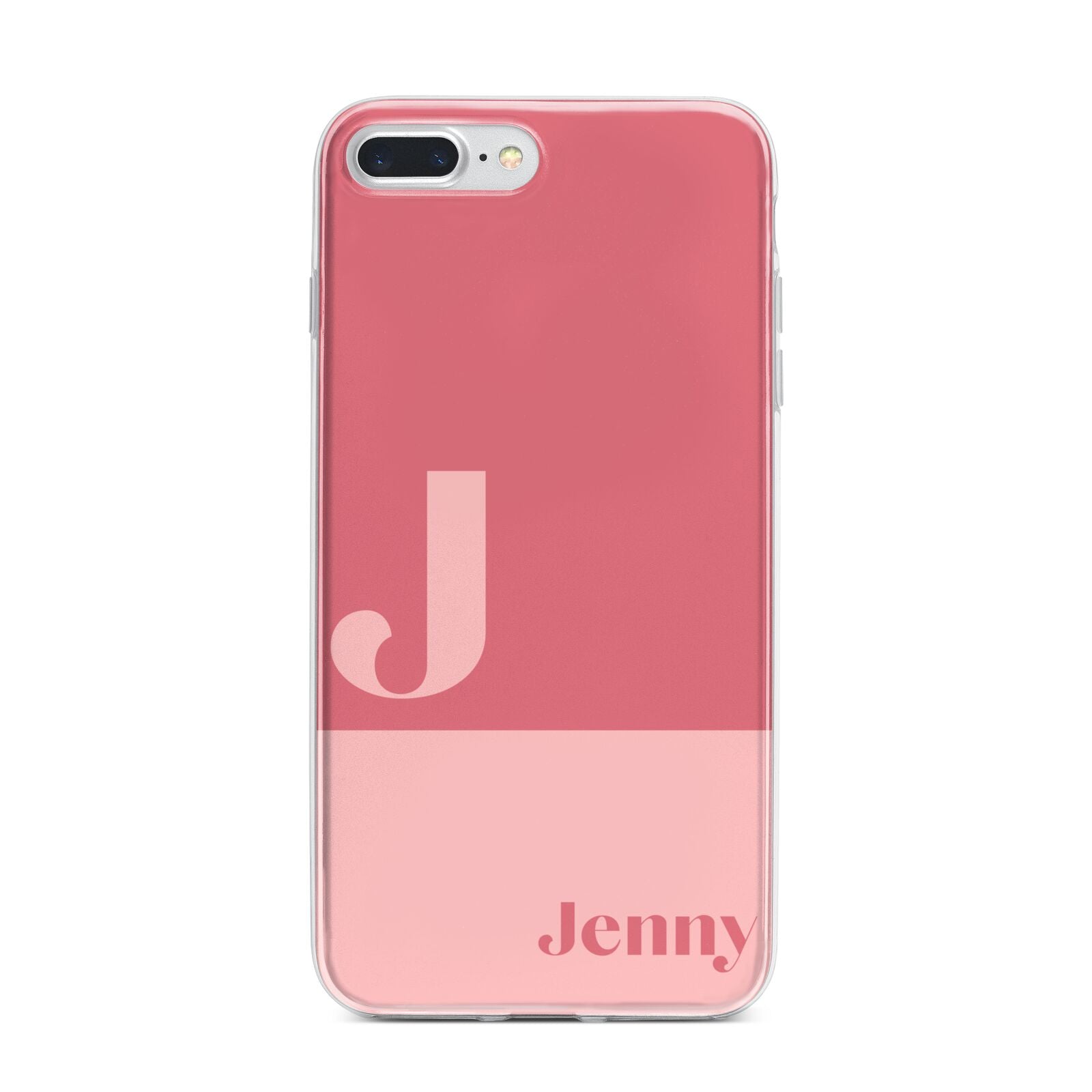 Contrast Personalised Pink iPhone 7 Plus Bumper Case on Silver iPhone