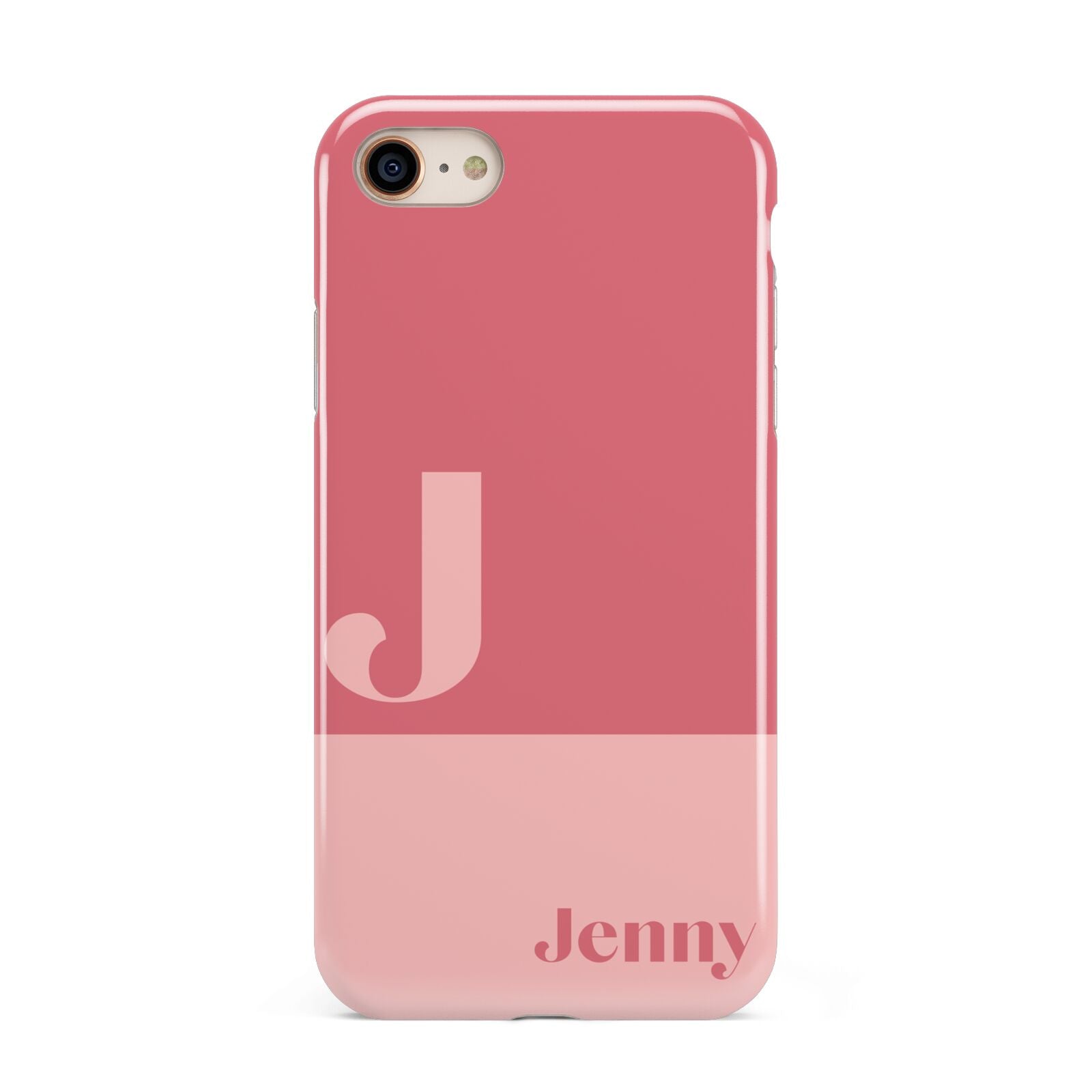 Contrast Personalised Pink iPhone 8 3D Tough Case on Gold Phone