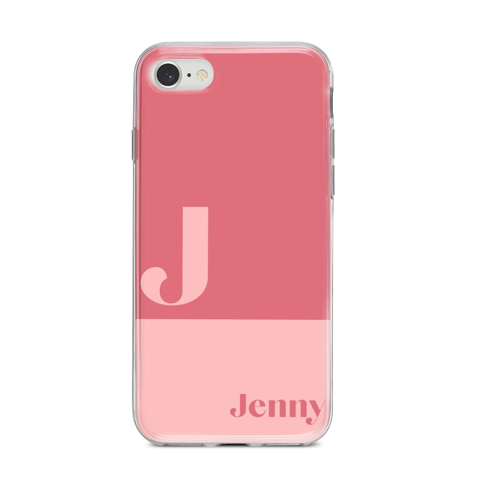 Contrast Personalised Pink iPhone 8 Bumper Case on Silver iPhone