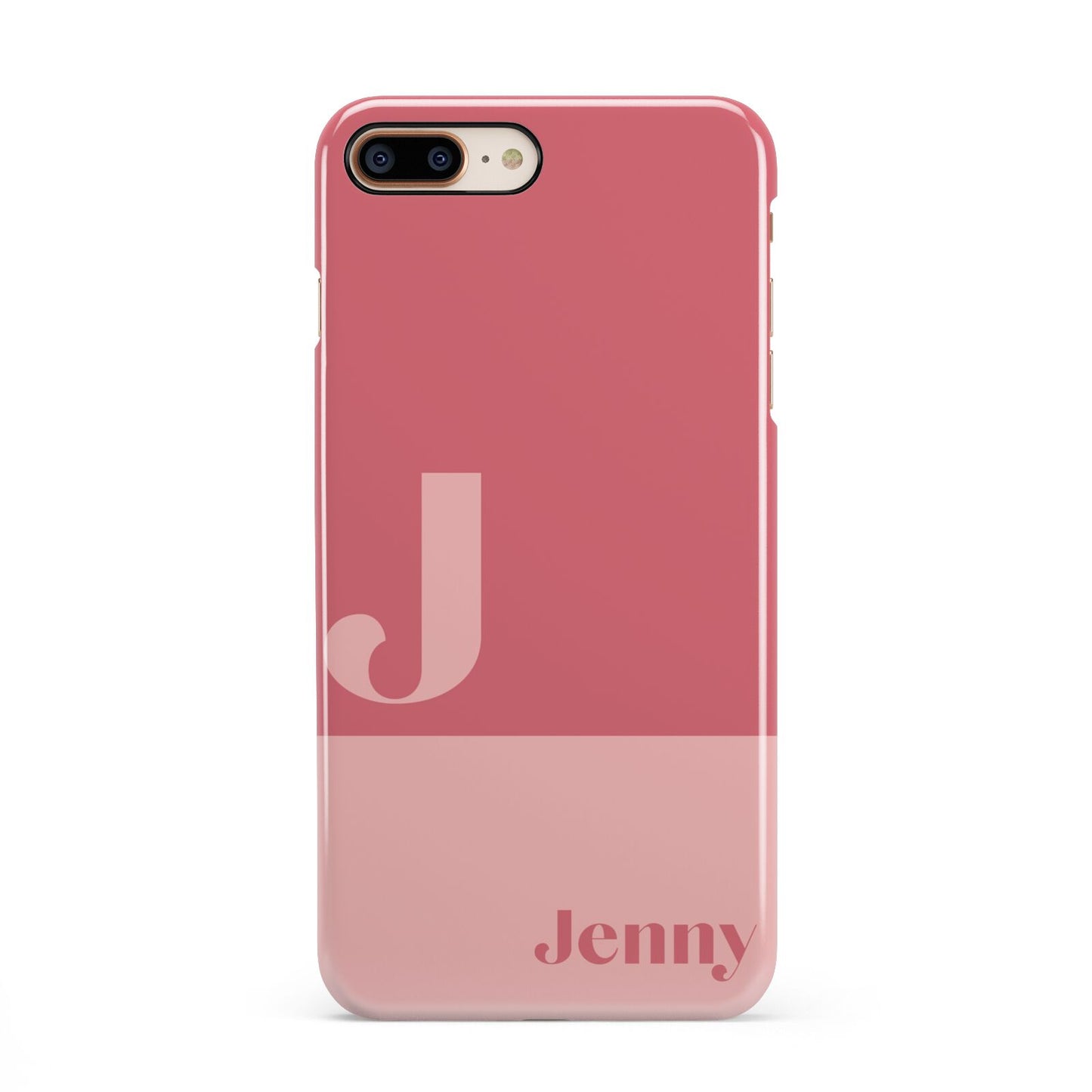 Contrast Personalised Pink iPhone 8 Plus 3D Snap Case on Gold Phone