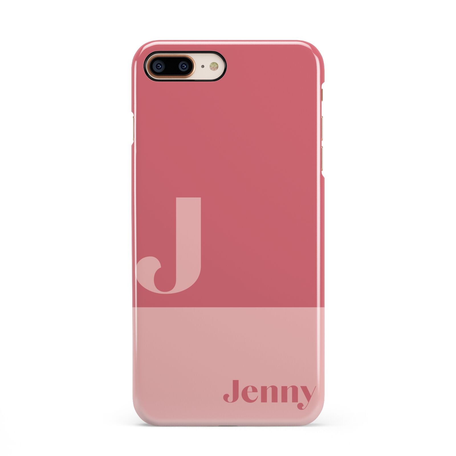 Contrast Personalised Pink iPhone 8 Plus 3D Snap Case on Gold Phone