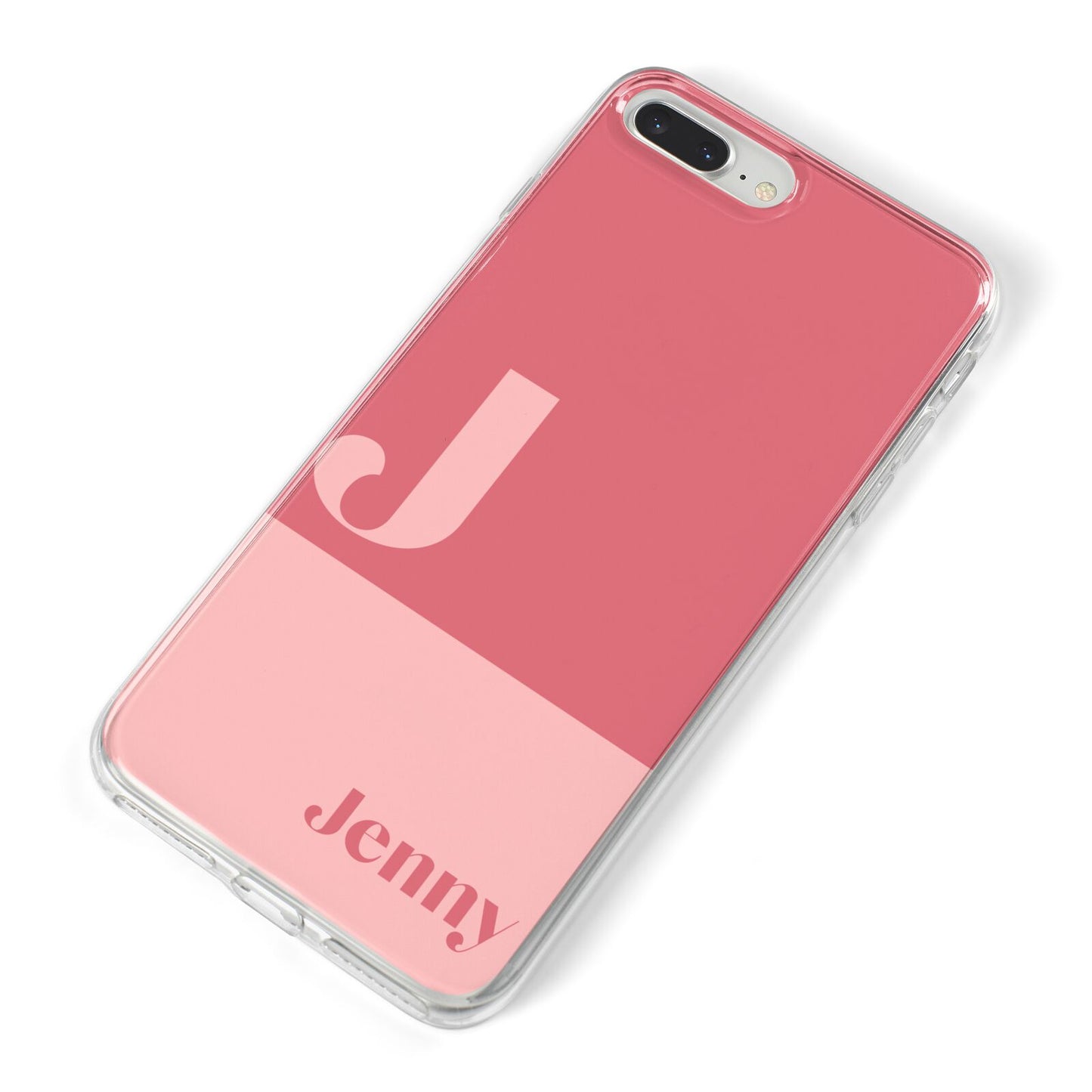 Contrast Personalised Pink iPhone 8 Plus Bumper Case on Silver iPhone Alternative Image