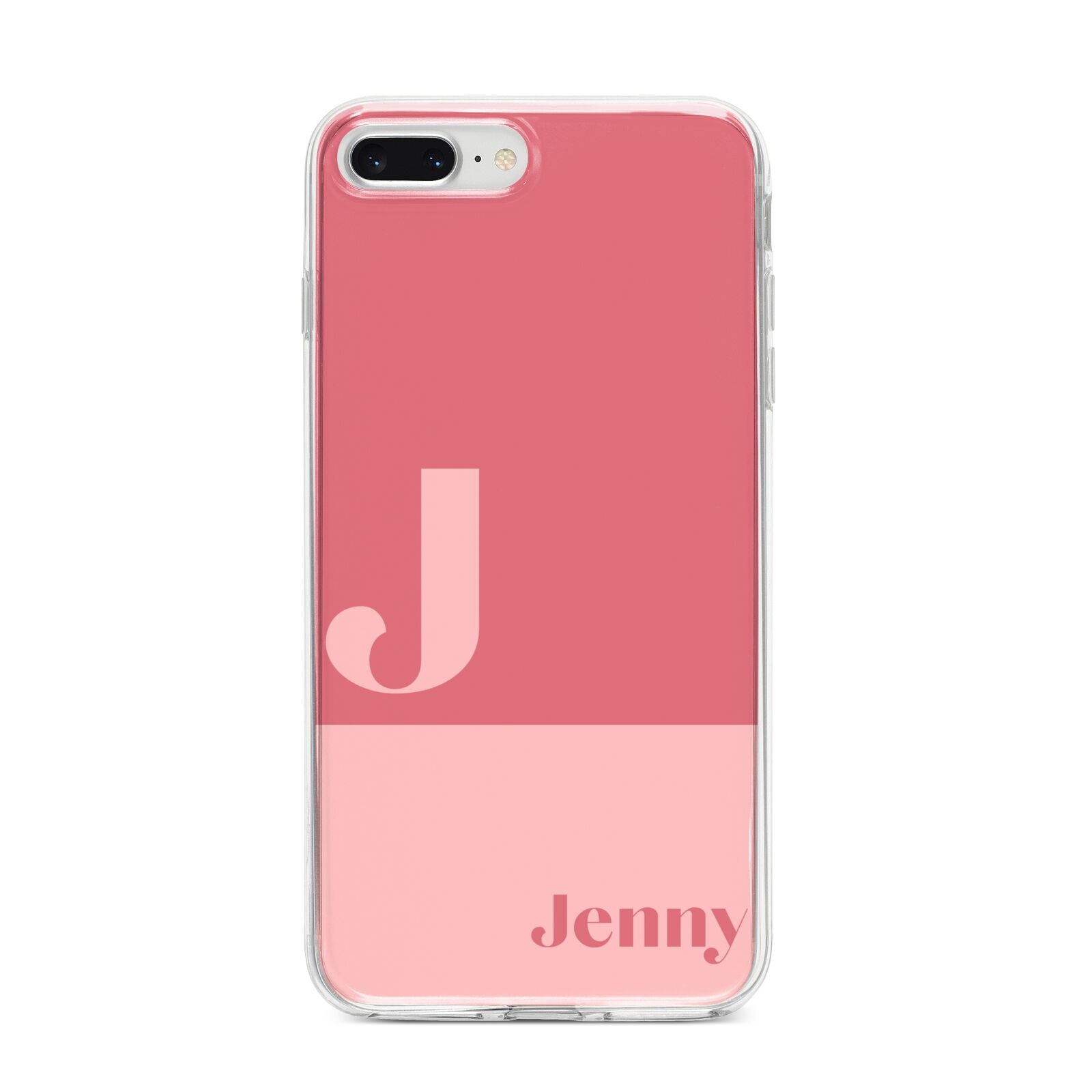 Contrast Personalised Pink iPhone 8 Plus Bumper Case on Silver iPhone