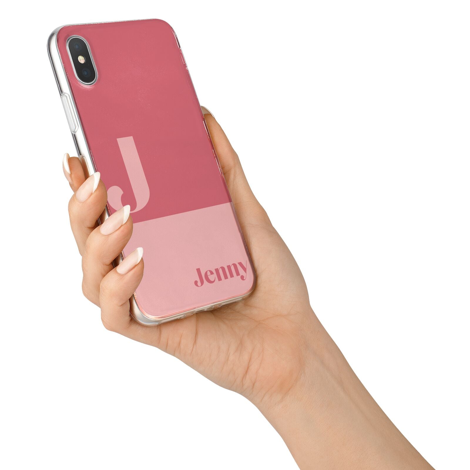 Contrast Personalised Pink iPhone X Bumper Case on Silver iPhone Alternative Image 2