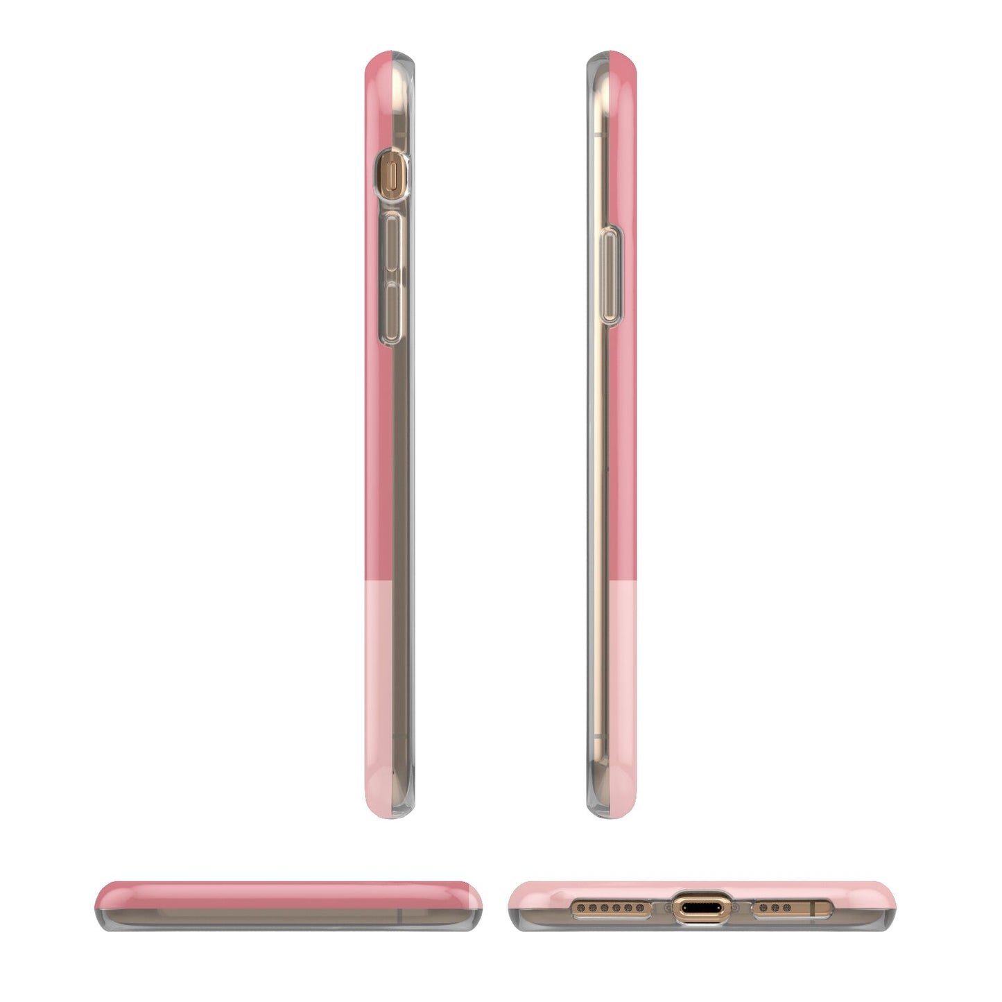 Contrast Personalised Pink iPhone XS 3D Tough Case in Gold Angled Images