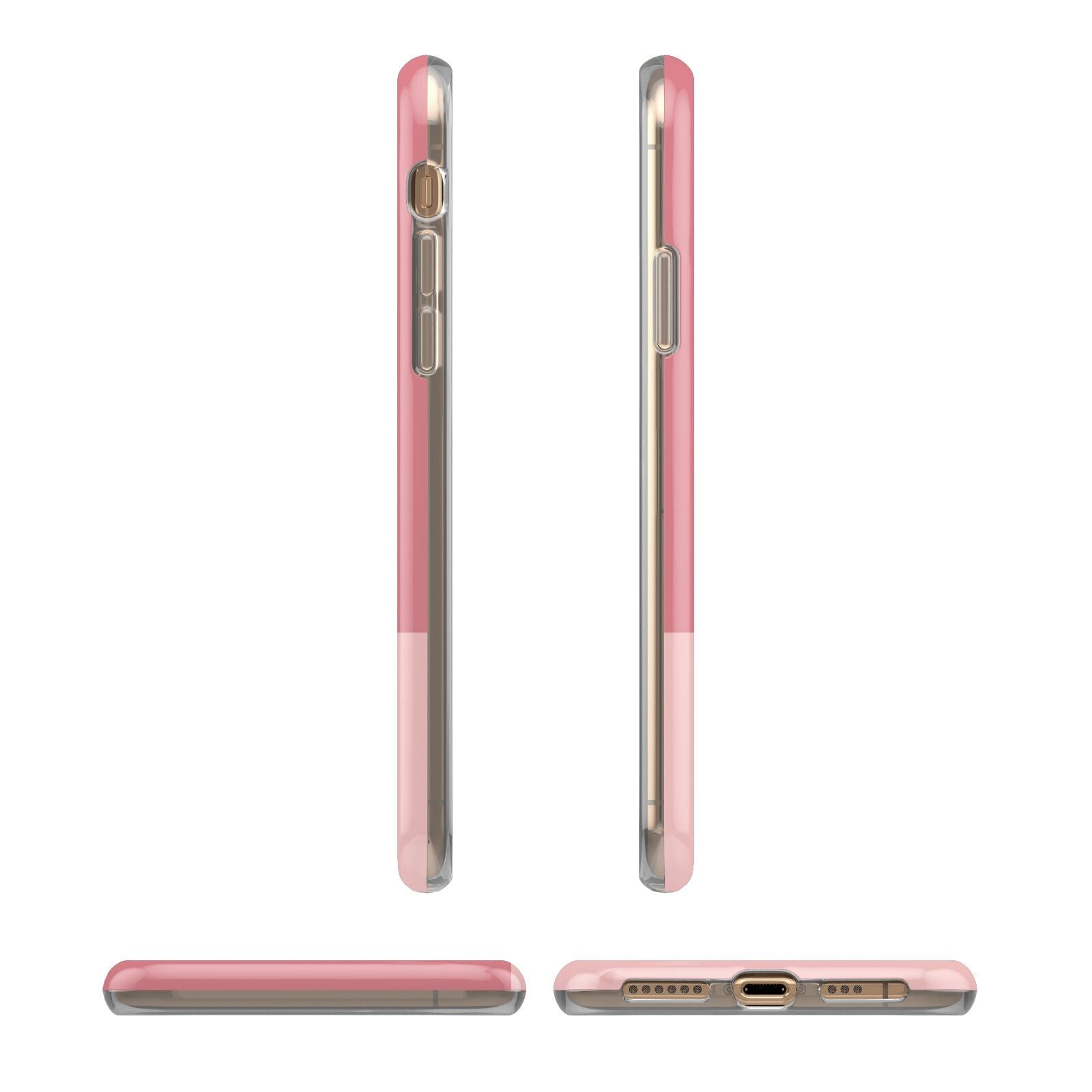 Contrast Personalised Pink iPhone XS 3D Tough Case in Gold Angled Images