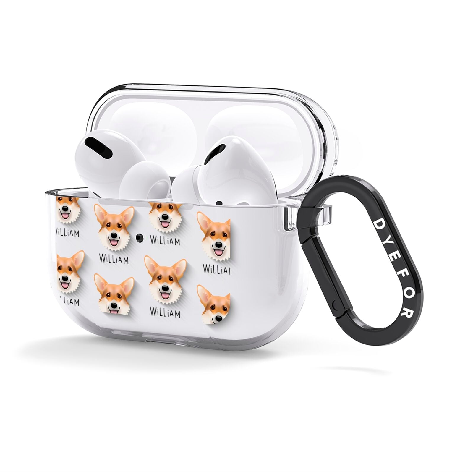 Corgi Icon with Name AirPods Clear Case 3rd Gen Side Image