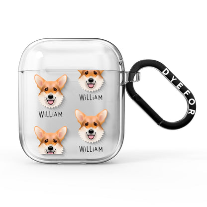 Corgi Icon with Name AirPods Clear Case