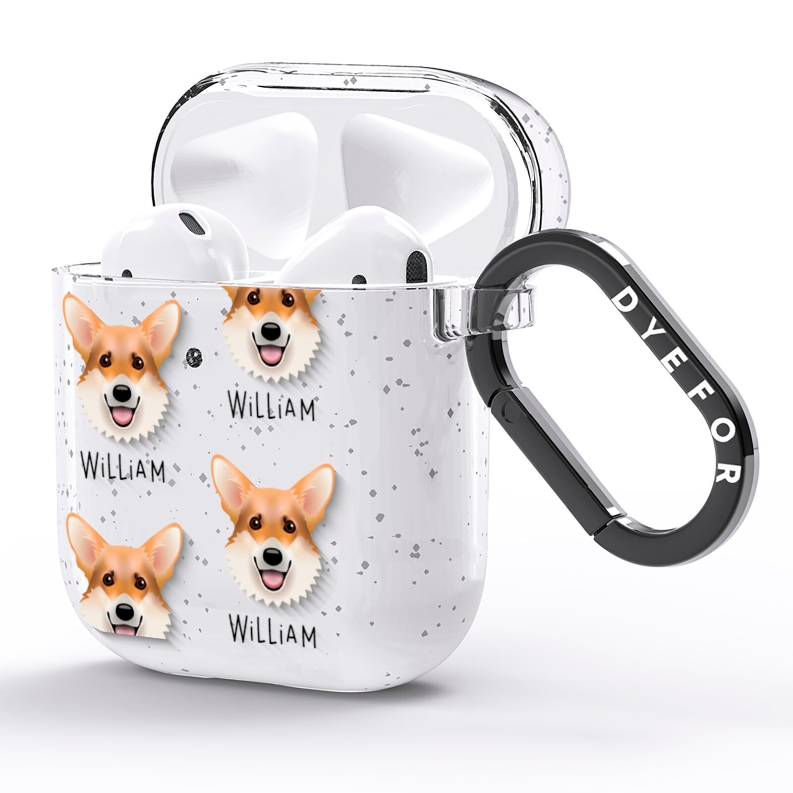 Corgi Icon with Name AirPods Glitter Case Side Image