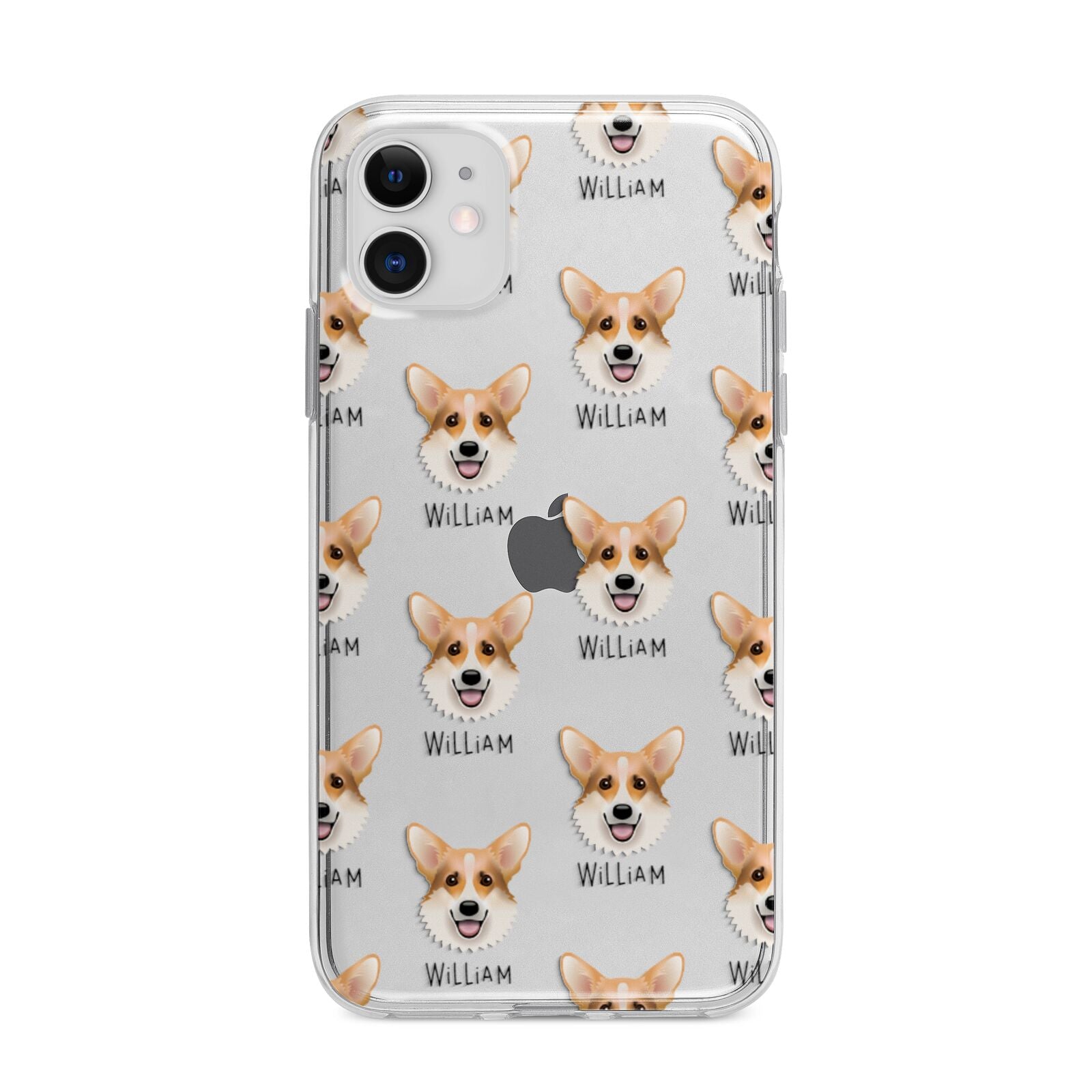 Corgi Icon with Name Apple iPhone 11 in White with Bumper Case
