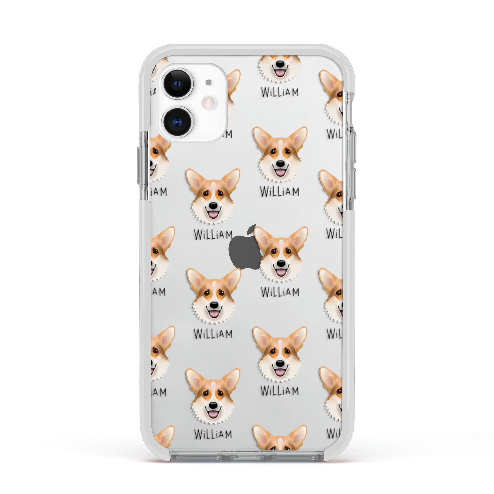 Corgi Icon with Name Apple iPhone 11 in White with White Impact Case