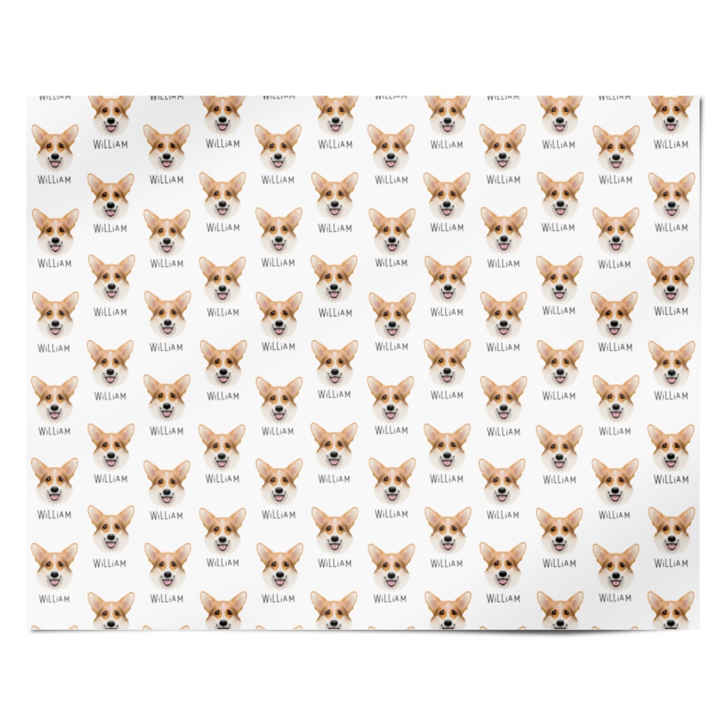 Corgi Icon with Name Personalised Wrapping Paper Alternative