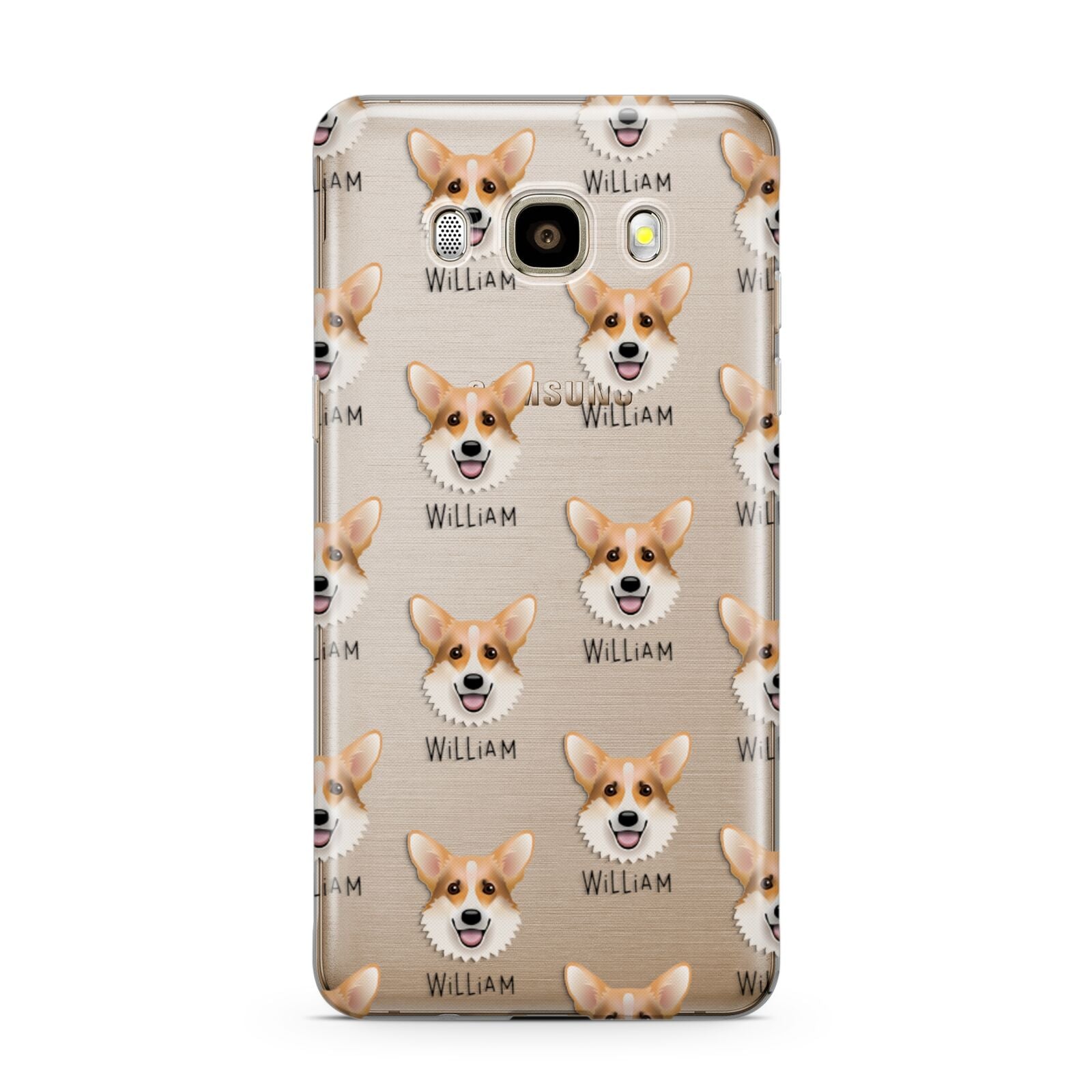 Corgi Icon with Name Samsung Galaxy J7 2016 Case on gold phone