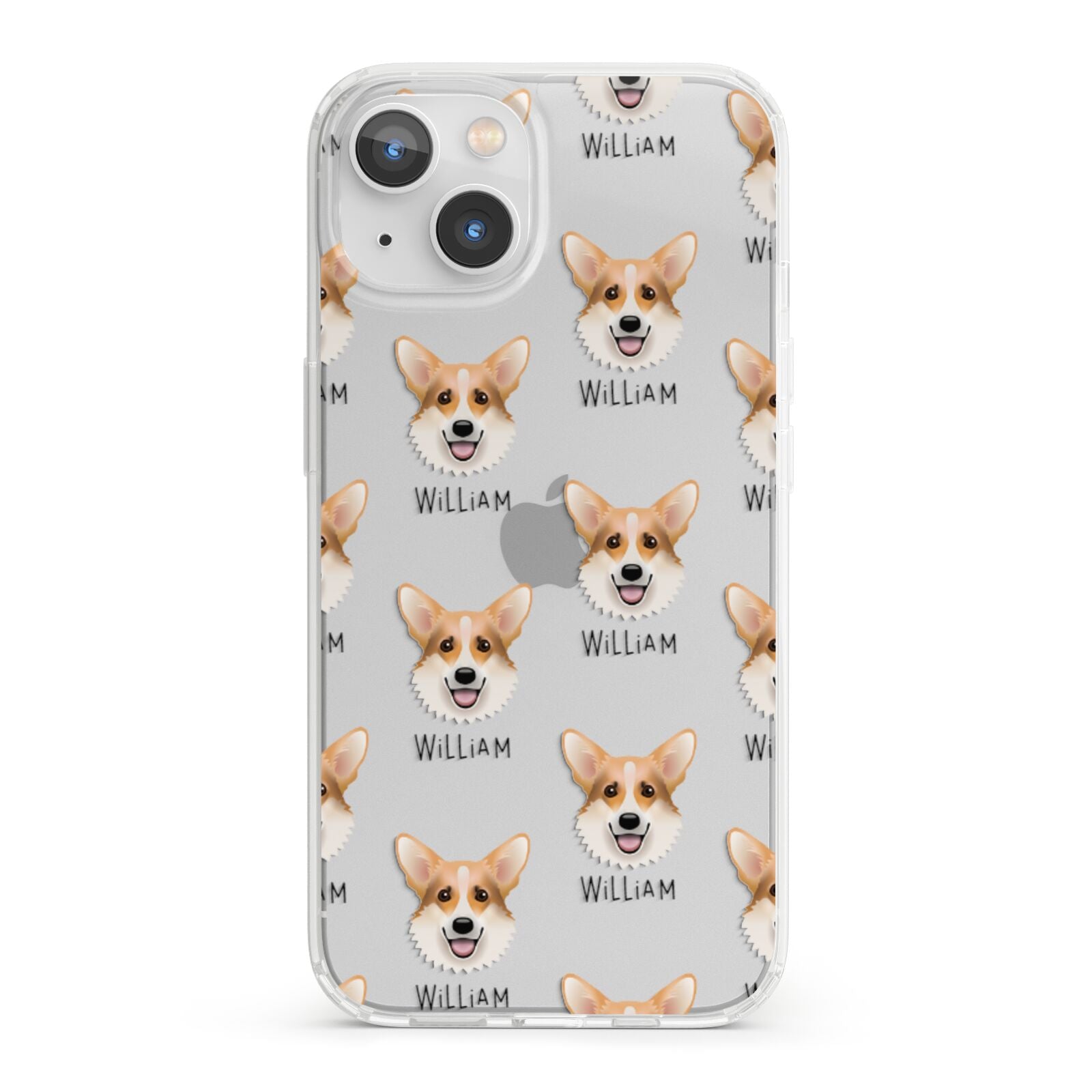 Corgi Icon with Name iPhone 13 Clear Bumper Case