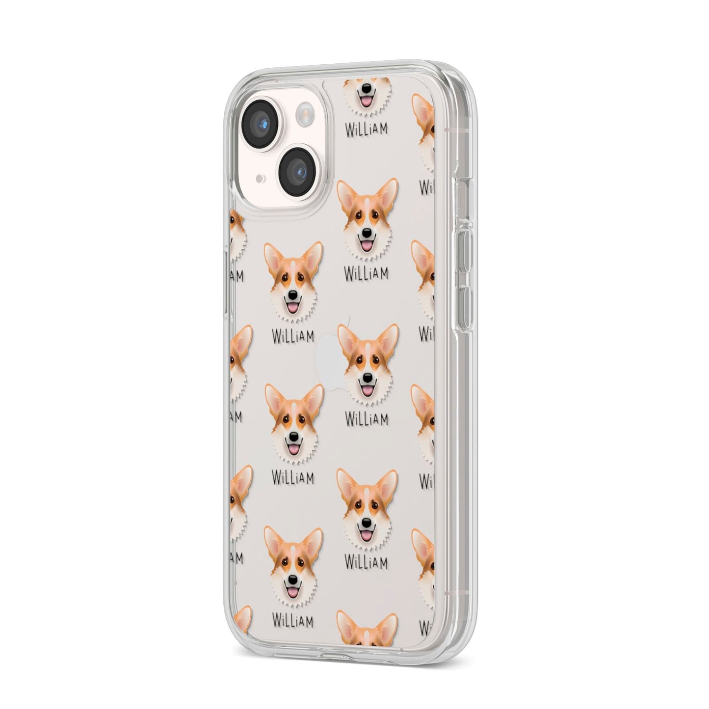 Corgi Icon with Name iPhone 14 Clear Tough Case Starlight Angled Image