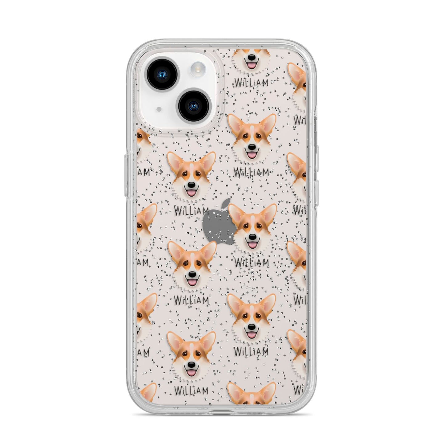 Corgi Icon with Name iPhone 14 Glitter Tough Case Starlight
