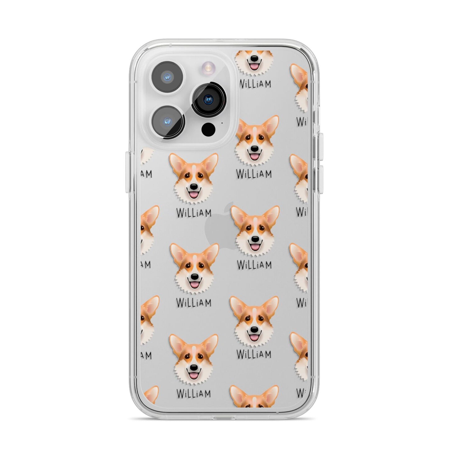 Corgi Icon with Name iPhone 14 Pro Max Clear Tough Case Silver