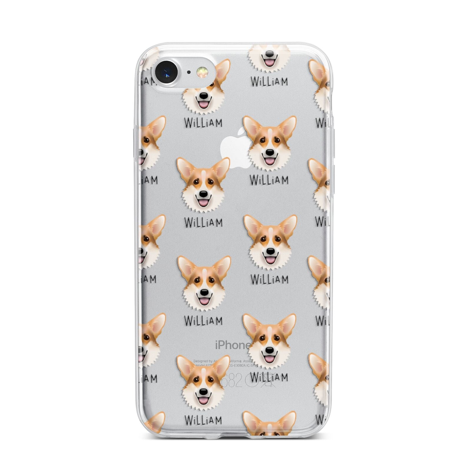 Corgi Icon with Name iPhone 7 Bumper Case on Silver iPhone