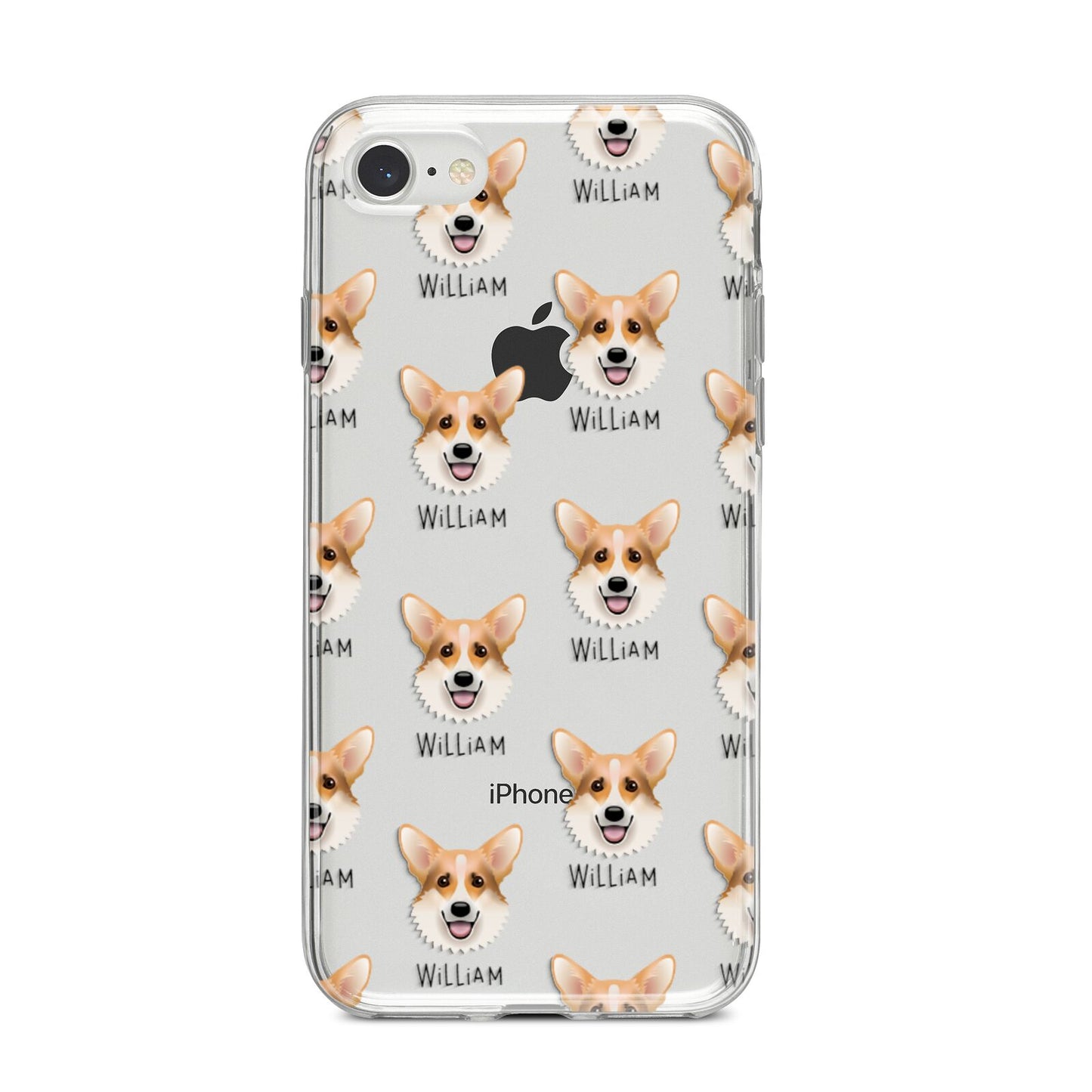 Corgi Icon with Name iPhone 8 Bumper Case on Silver iPhone