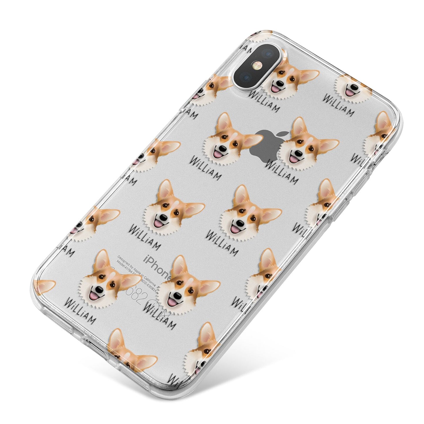 Corgi Icon with Name iPhone X Bumper Case on Silver iPhone